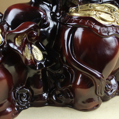 連體吉祥三寶大象玄關(guān)擺件 樹脂工藝與藝術(shù)扇的巧妙融合